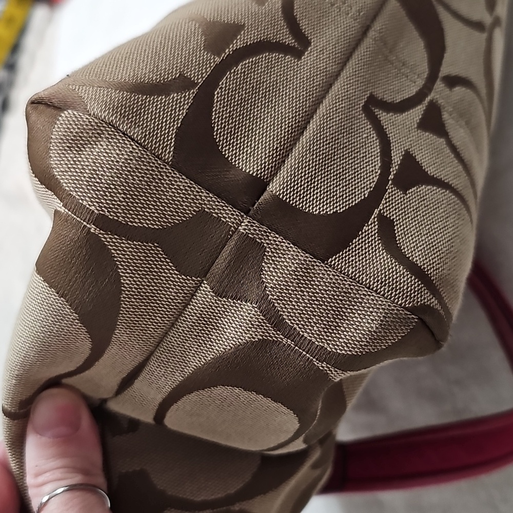 Coach Tan and Pink Signature Tote - Picture 12 of 16